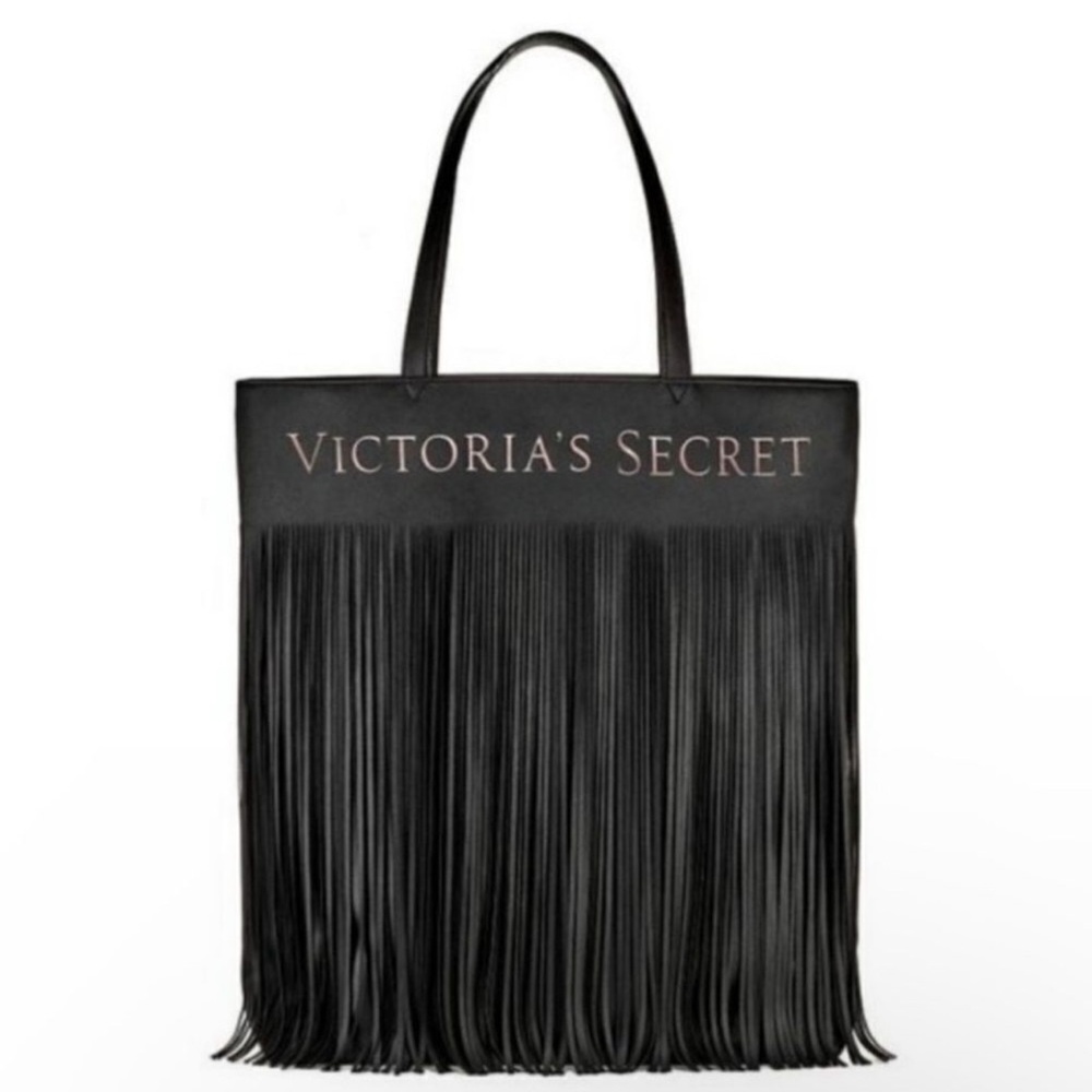 Victoria’s Secret large black fringe bag‎ tote